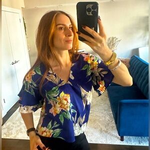 Zara Floral V Neck blouse